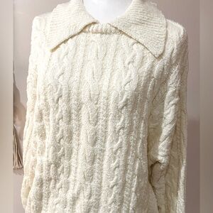 Free People Ivory Cable Knit Sweater and Skirt Set